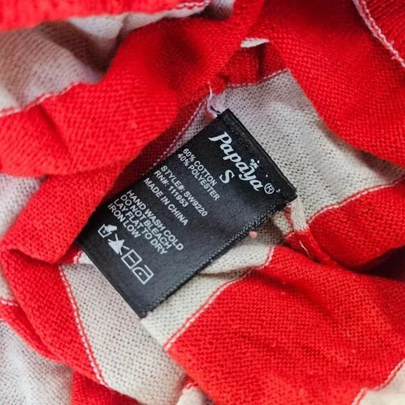 Papaya Women Top Long Sleeve Striped Light Weight Sweater V Neck Size S - Picture 8 of 8